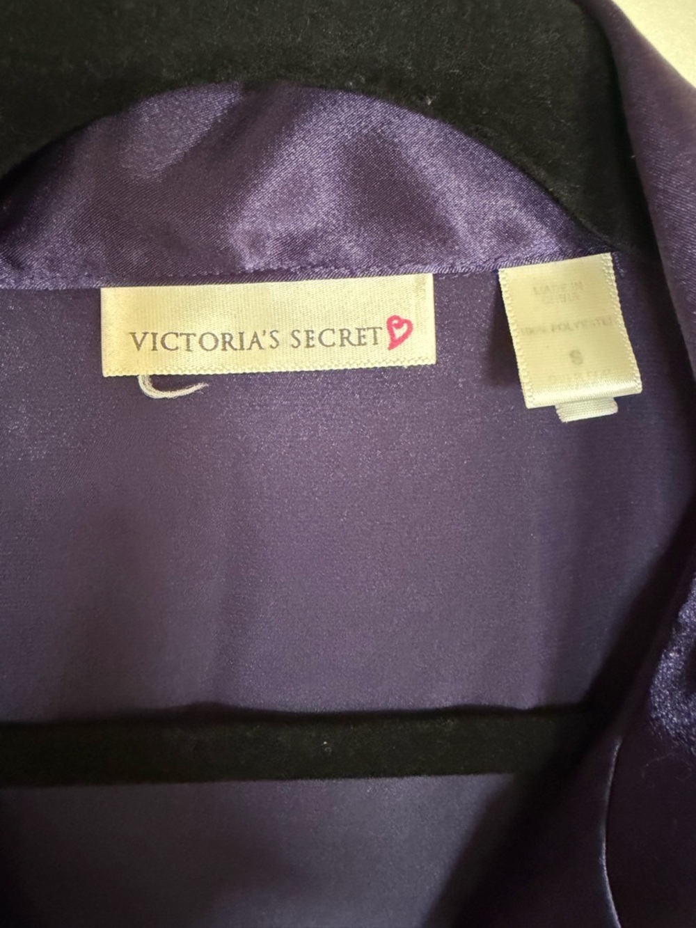 Victoria’s Secret Purple Satin Pajama Set Gold Piping Size Small - Picture 4 of 8